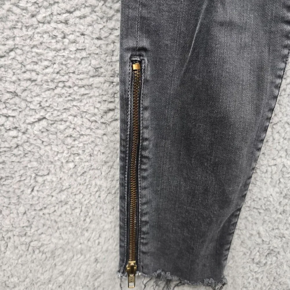 MOTHER Jeans Women's The Looker Zip Fray Dye Faded Black Size 26